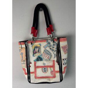 Brighton Collectibles Diva Cruise Shoulder Bag Tote Purse Travel Print Red Trim